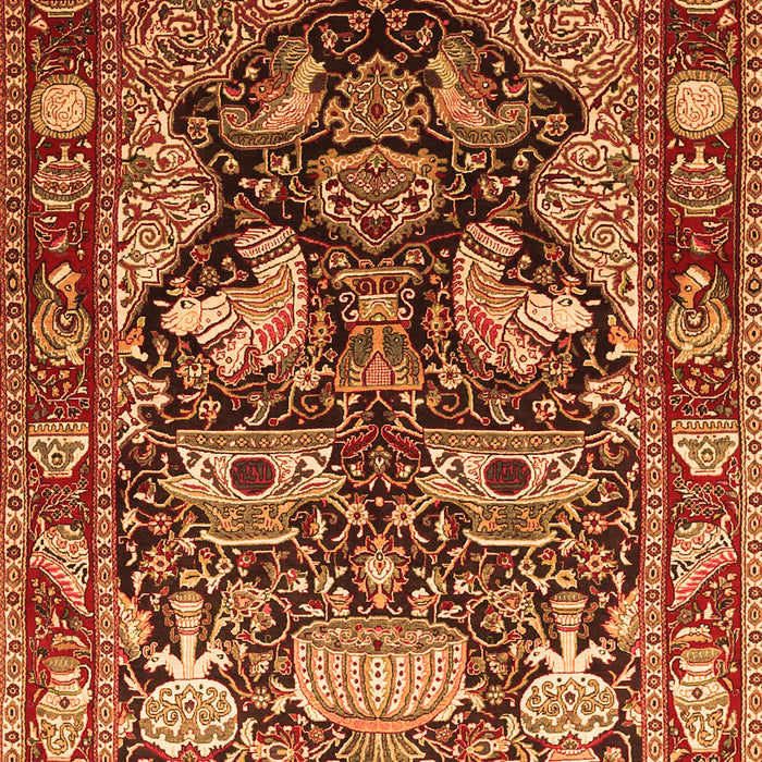 Serging Thickness of Machine Washable Animal Orange Traditional Area Rugs, wshtr1556org