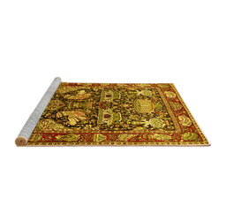 Sideview of Machine Washable Animal Yellow Traditional Rug, wshtr1556yw