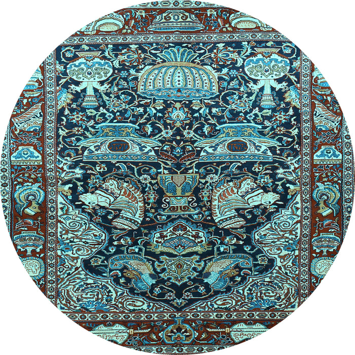 Round Animal Light Blue Traditional Rug, tr1556lblu