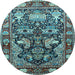 Round Animal Light Blue Traditional Rug, tr1556lblu