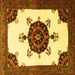 Square Medallion Yellow Traditional Rug, tr1557yw