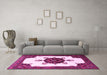 Machine Washable Medallion Pink Traditional Rug in a Living Room, wshtr1557pnk