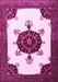 Machine Washable Medallion Pink Traditional Rug, wshtr1557pnk