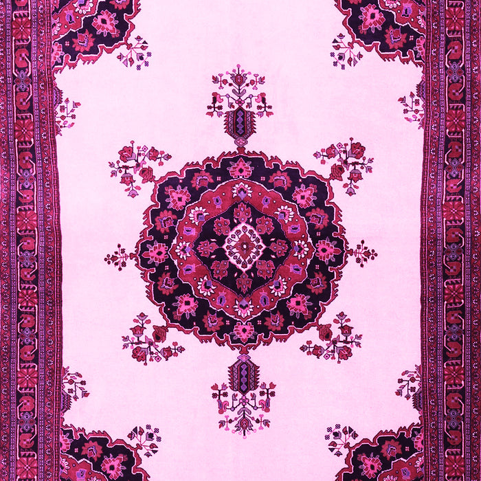 Machine Washable Medallion Pink Traditional Rug, wshtr1557pnk