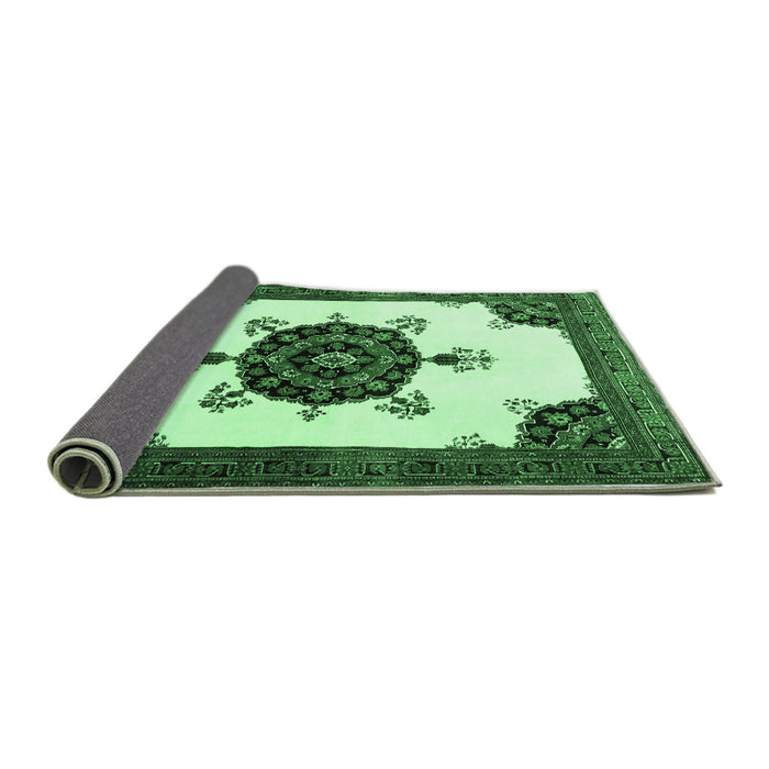 Sideview of Medallion Emerald Green Traditional Rug, tr1557emgrn