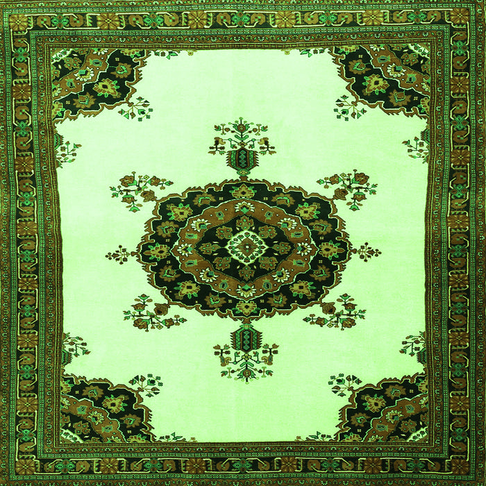 Serging Thickness of Medallion Green Traditional Rug, tr1557grn