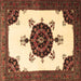 Square Machine Washable Medallion Brown Traditional Rug, wshtr1557brn