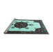 Sideview of Machine Washable Medallion Light Blue Traditional Rug, wshtr1557lblu