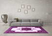 Machine Washable Medallion Purple Traditional Area Rugs in a Living Room, wshtr1557pur