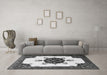 Machine Washable Medallion Gray Traditional Rug in a Living Room,, wshtr1557gry