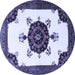 Round Medallion Blue Traditional Rug, tr1557blu