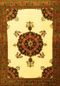 Medallion Yellow Traditional Rug, tr1557yw