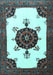 Machine Washable Medallion Light Blue Traditional Rug, wshtr1557lblu