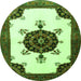 Square Medallion Green Traditional Rug, tr1557grn