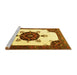 Sideview of Machine Washable Medallion Yellow Traditional Rug, wshtr1557yw