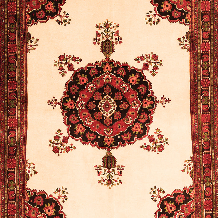 Serging Thickness of Machine Washable Medallion Orange Traditional Area Rugs, wshtr1557org