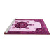 Sideview of Machine Washable Medallion Pink Traditional Rug, wshtr1557pnk