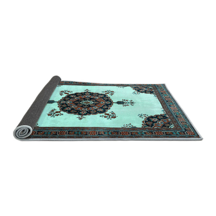 Sideview of Medallion Light Blue Traditional Rug, tr1557lblu