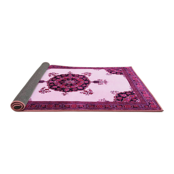 Sideview of Medallion Pink Traditional Rug, tr1557pnk