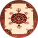 Machine Washable Medallion Orange Traditional Area Rugs, wshtr1557org