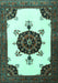 Machine Washable Medallion Turquoise Traditional Area Rugs, wshtr1557turq