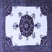 Square Medallion Blue Traditional Rug, tr1557blu