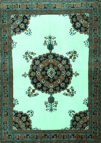 Medallion Turquoise Traditional Rug, tr1557turq