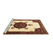 Sideview of Machine Washable Medallion Brown Traditional Rug, wshtr1557brn