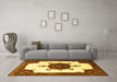 Machine Washable Medallion Yellow Traditional Rug in a Living Room, wshtr1557yw