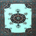 Square Medallion Light Blue Traditional Rug, tr1557lblu