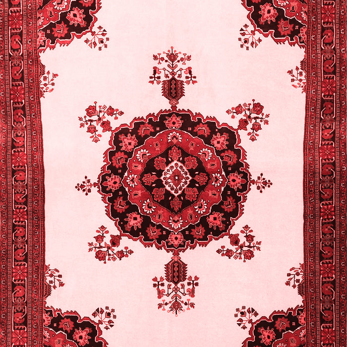 Machine Washable Medallion Red Traditional Rug, wshtr1557red