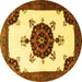 Round Medallion Yellow Traditional Rug, tr1557yw