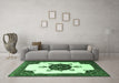 Machine Washable Medallion Emerald Green Traditional Area Rugs in a Living Room,, wshtr1557emgrn