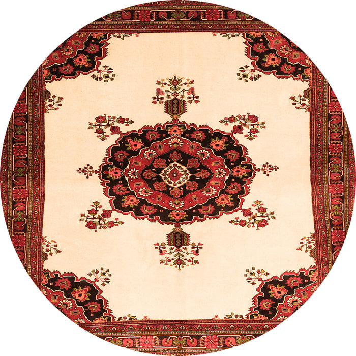Square Medallion Orange Traditional Rug, tr1557org