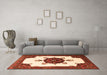 Machine Washable Medallion Orange Traditional Area Rugs in a Living Room, wshtr1557org