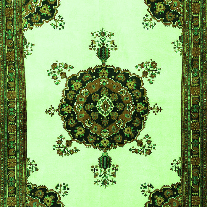 Serging Thickness of Machine Washable Medallion Green Traditional Area Rugs, wshtr1557grn