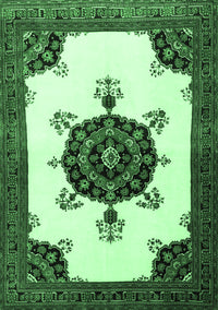 Medallion Emerald Green Traditional Rug, tr1557emgrn