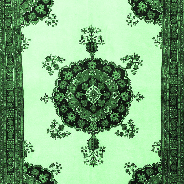 Medallion Emerald Green Traditional Rug, tr1557emgrn