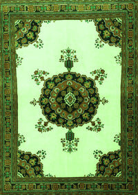 Medallion Green Traditional Rug, tr1557grn