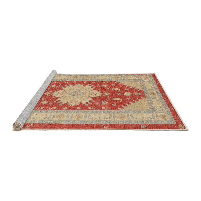 Sideview of Machine Washable Traditional Fire Red Rug, wshtr1558