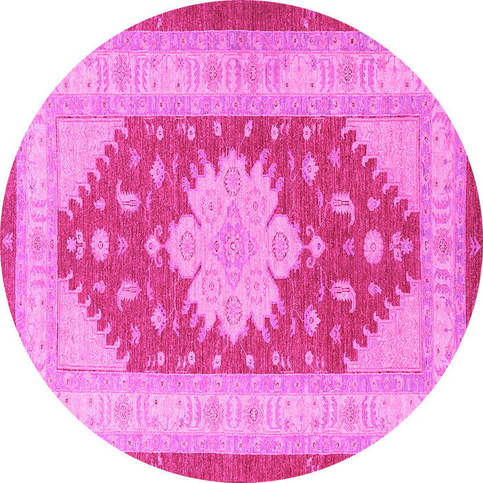 Round Machine Washable Persian Pink Traditional Rug, wshtr1558pnk