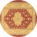 Round Persian Brown Traditional Rug, tr1558brn