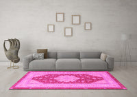 Machine Washable Persian Pink Traditional Rug, wshtr1558pnk