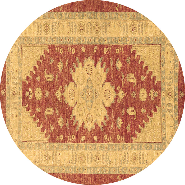 Round Machine Washable Persian Brown Traditional Rug, wshtr1558brn