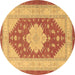 Round Machine Washable Persian Brown Traditional Rug, wshtr1558brn