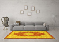 Machine Washable Persian Yellow Traditional Rug, wshtr1558yw