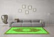 Machine Washable Persian Green Traditional Area Rugs in a Living Room,, wshtr1558grn