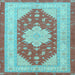 Square Machine Washable Persian Light Blue Traditional Rug, wshtr1558lblu