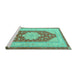 Sideview of Machine Washable Persian Turquoise Traditional Area Rugs, wshtr1558turq