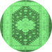 Round Persian Emerald Green Traditional Rug, tr1558emgrn